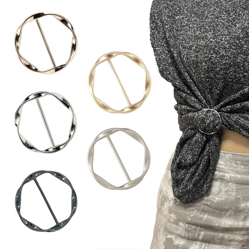 DHATMYC 5 PCS Scarf Clips and Ring T Shirt Clip for Women Fashion Metal Circle Buckle for Clothes Hat Belt Decor - Image 1